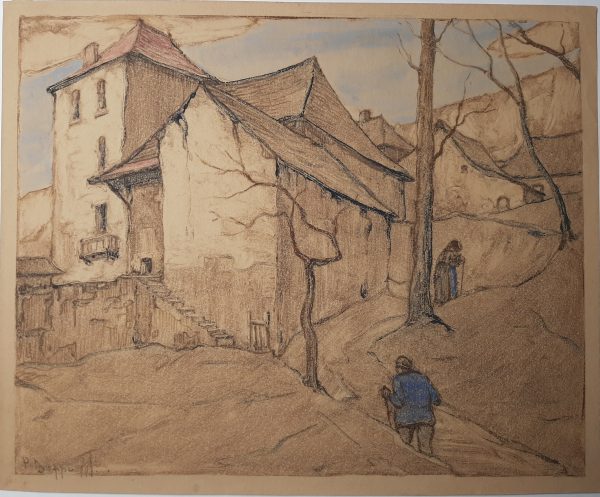 Pierre Beppi-Martin (1869-1954) Montée des marches dans un village