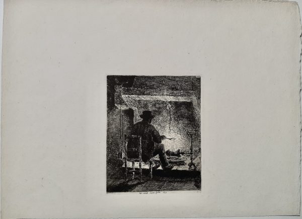Charles François Combes paysan arrosant son roti