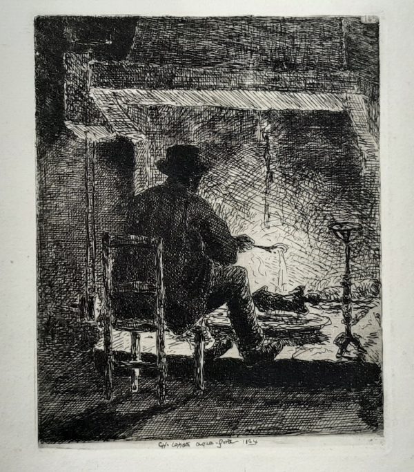 Charles François Combes paysan arrosant son roti